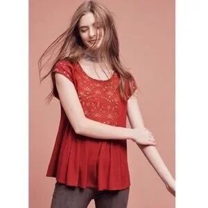 Anthropologie Akemi + Kin Arcana Women Small Boho‎ embroidered Top